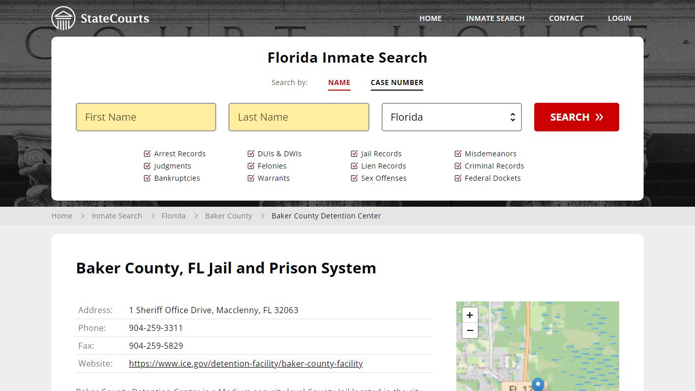 Baker County Detention Center Inmate Records Search, Florida - State Courts